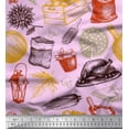thumbnail image 1 of Soimoi polyester Crepe Fabric Vegetables,Non Veg & Pizza Food Print Fabric by the Yard 42 Inch Wide, 1 of 1