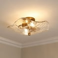 thumbnail image 2 of Samara 2-Light Semi-Flush in Modern Brass with Hammered Water Glass, 2 of 4