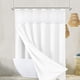thumbnail image 5 of Accesorios de baño 3 en 1: cortina de ducha tejida y forro transparente con 12 ganchos de acero inoxidable de doble cara para baño, cortina de ducha de poliéster resistente., 5 of 6