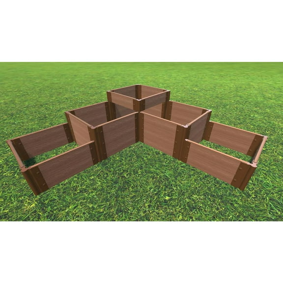 Frame It All TOOL-FREE CLASSIC SIENNA 'YOSEMITE FALLS' 6' X 6' X 16" RAISED GARDEN BED (TRI LEVEL WATERFALL) - 1" PROFILE