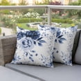 thumbnail image 4 of Spring Floral Pillow Covers 2 Pack Classic Blue Gradient Flowers Pillowcase Waterproof Outdoor Throw Pillow Cover for Patio Garden Square Cushion 16”x16”, 4 of 9