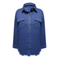 thumbnail image 3 of Clearance Sale! Rigardu Washed Denim Shirt Jacket Fashion Casual Hem Women's Jacket Blue L, 3 of 5