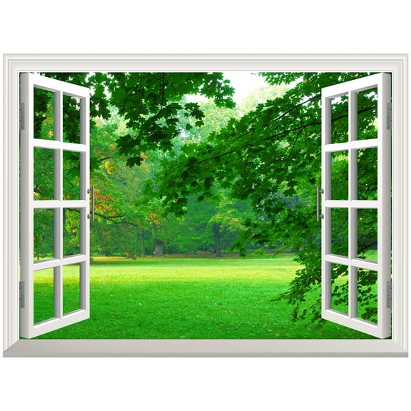 wall26 Removable Wall Sticker/Wall Mural - Park in Autumn | Creative Window View Wall Decor - 24"x32"