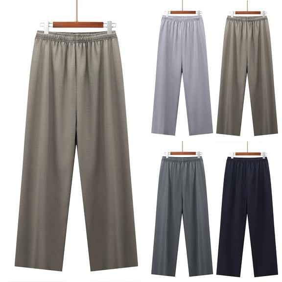 Pants Authentics Mens Relaxed Fit Stretch Cargo Pant Cargo Pants for Men Men's Solid Color Pants Elastic Waist Casual Fashionable Full Length Pants Gray Xl