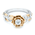 thumbnail image 2 of HeartsAndYou 1ct Round Cut Moissanite Engagement Ring for Women 18k Dual Gold Over Silver Flowers Promise, 2 of 8