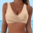 thumbnail image 2 of Siilsaa Bikini Top Women Halter Bikini Top Only Retro Swimsuit Top Push Up Bathing Suit Top No Bottom Beige,M, 2 of 5