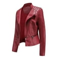 thumbnail image 2 of SWSMCLT Women's Winter Jacket Snow Full Zip Fall Jackets Long Sleeve Spring Motorcycle Short Fashion Red Large, 2 of 5