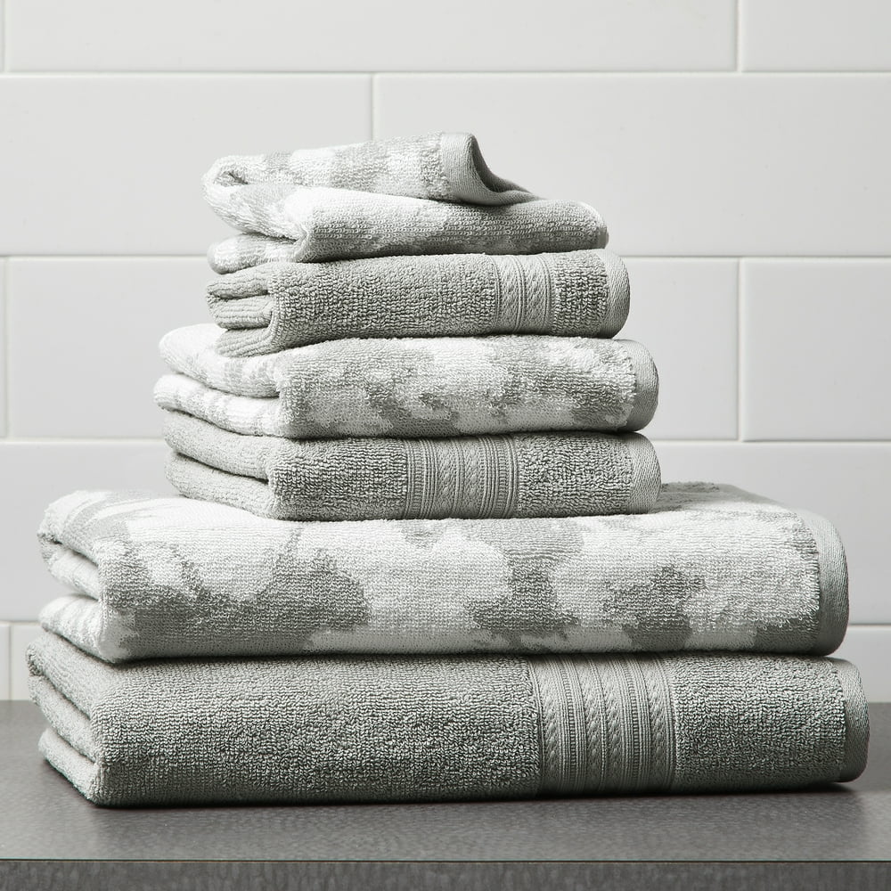 Better Homes & Gardens Marble 6 Piece Bath Towel Set, Grey Walmart