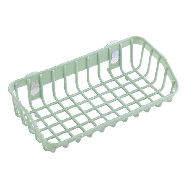 Bearachild Estante de drenaje de plástico para cocina, ventosas dobles, cesta para fregadero, estante, soporte de esponja colgante hueco Organizadores de utensilios de cocina Verde 20.5x10x5cm Bearachild HA000415-02B