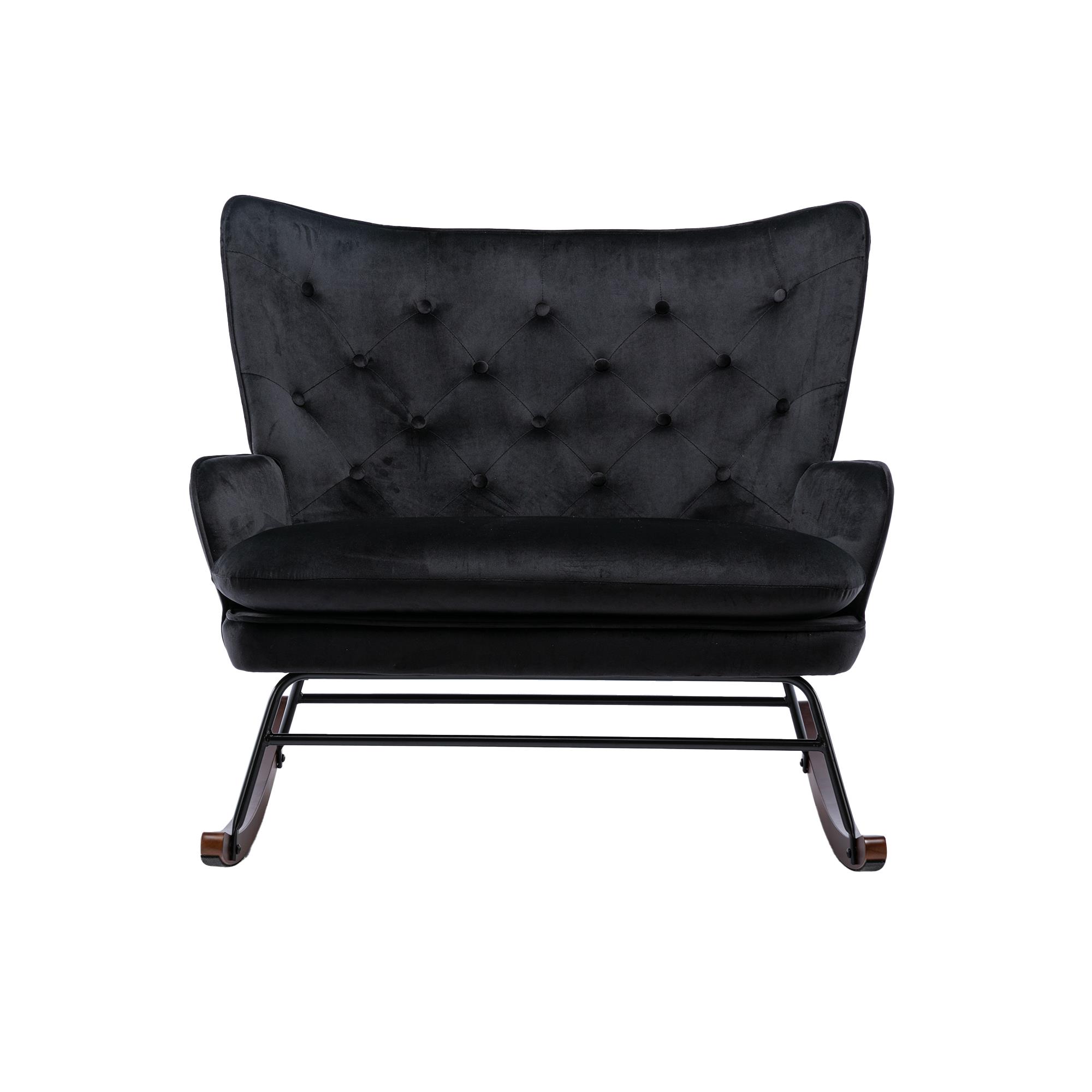 BaytoCare High Back Rocking Sofa Nursery Sofa Rocker Fabric Padded Seat .Modern