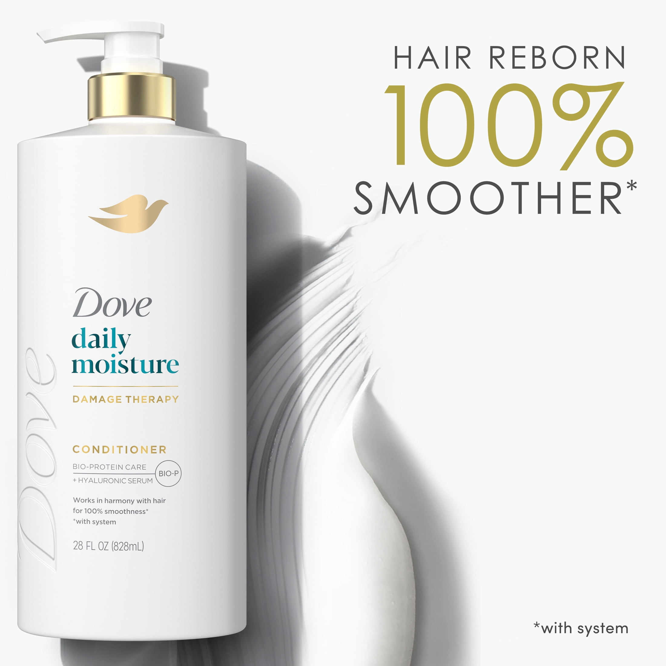 Dove Conditioner for Dry Hair Daily Moisture with Bio-Protein Care Technology and Hyaluronic Serum, 28 Fl Oz