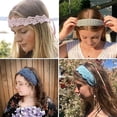thumbnail image 5 of Bandanas para el cabello hippie, diademas para mujer, diadema bohemia, diademas tejidas para el cabello, envoltura floral para la cabeza para niñas (rojo+verde+púrpura), 5 of 5
