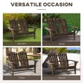 thumbnail image 4 of Outsunny 2 Person Adirondack Loveseat, Fire Pit Chair for 2, Wooden Double Adirondack for Patio, Porch, Backyard with High-back, Armrests, Brown, 4 of 10