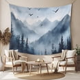 thumbnail image 2 of Blue Mountain Peak Large Tapestry for Bedroom Wall Hanging Tapestry, Forest Tree Bird Fog Landscape Ceiling Backdrop Tapestries Poster Blanket Wall Decor for Teens Room Living Room Dorm 86" x 104", 2 of 8