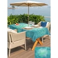 thumbnail image 4 of Outdoor Tablecloth with Umbrella Hole and Zipper, Turquoise Boho Rectangle Table Cloth 60x120 Inch Waterproof Tablecloth, Oriental Abstract Motifs Traditional Bohemian Picnic Table Cover for Patio, 4 of 7