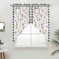 thumbnail image 3 of Spring Summer Wildflower Swag Valances for Windows 2 Pack Eucalyptus Leaves Black Plaid Swag Kitchen Curtains 36 Inches Long Rod Pocket Short Window Treatment for Kitchen Bathroom 36"x36", 3 of 9