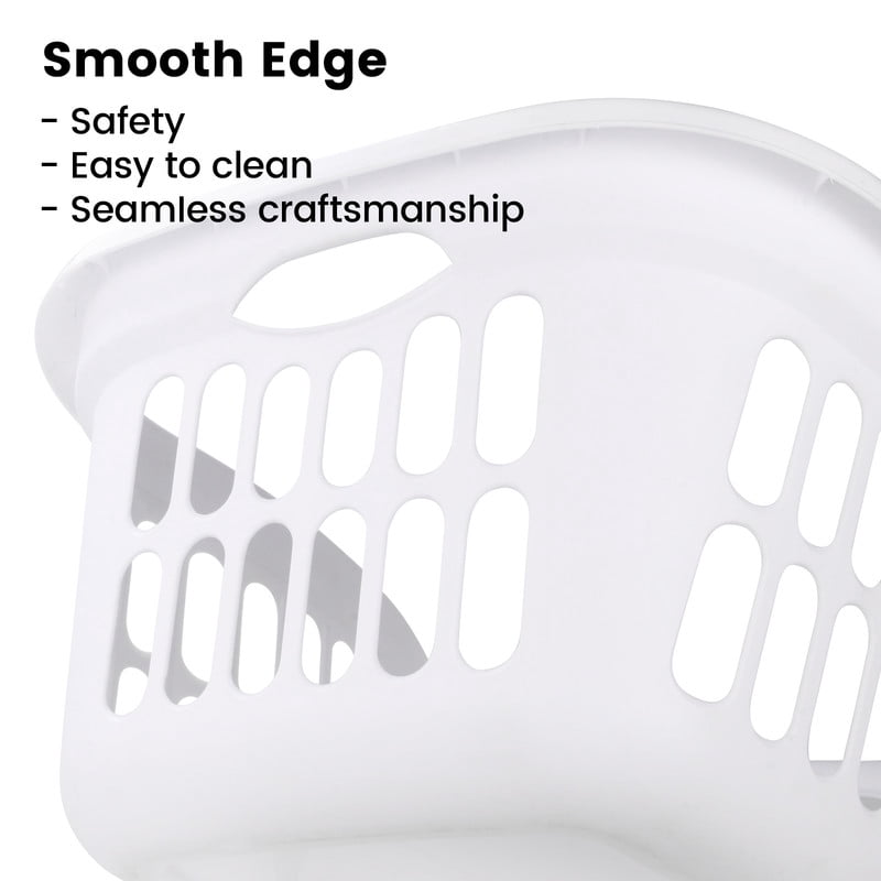 DUNCHATY 3-Pack White Commercial Laundry Basket 13.2 Gal - Heavy Duty Clothes Hamper with Wide Reinforced Rim, Multi-Use Storage Bin for Home, Hotel, Hospital, Camping