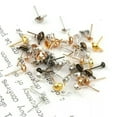 thumbnail image 3 of U8MO 100 pcs Half Ball 4mm Earring Ear Post Stud with Loop & Stopper Dangle Earring-Golden, 3 of 9