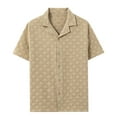 thumbnail image 4 of snilers Mens Shirts Button Down Short Sleeve Knit Crochet Blouses Summer Beach Hawaii Vacation Tops, 4 of 6