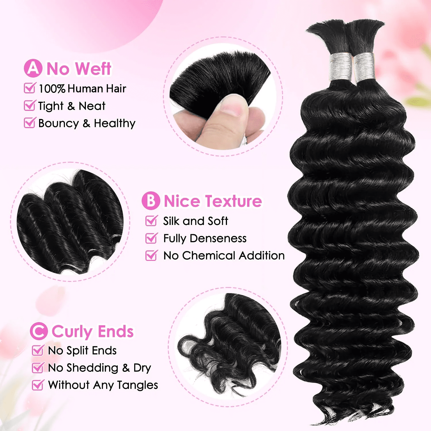 USTAR Brazilian Natural Black Body Wave Blended Hairs Basic Color 1B Virgin Human Hair 20 Inch for Women