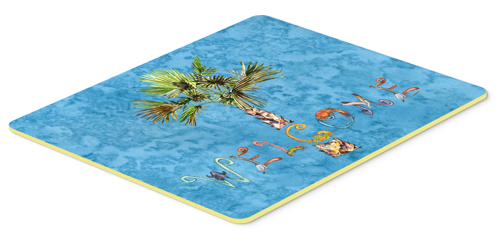 Palm Tree on Blue Kitchen or Bath Mat 24x36 8708JCMT
