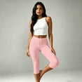 thumbnail image 6 of Womens Capri Pants High Waisted Elastic Leggings Casual Yoga Going Out Dressy Capri Pants Pink 2XL, 6 of 6