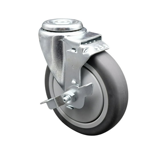 5 Inch SS Thermoplastic Rubber Wheel Swivel Bolt Hole Caster with Brake SCC