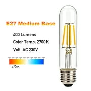 Leadleds T10 Led Long Tubular Bulb, 4W 40 Watt Equivalent, 2700K Warm White Vintage LED Filament Light Bulbs, 3-Pack