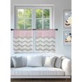 thumbnail image 4 of Sheer Curtains 45 Inch Length 2 Panels Set for Kitchen, Grey Chevron Semi Sheer Curtains for Windows, Geometric Pink Print Wavy Striped White Voile Window Treatments Rod Pocket Curtain, 4 of 7