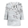 thumbnail image 4 of Cutuoiiu Women's Flower Prints 3/4 Sleeve Loose Button V-Neck Cozy Shirts Gifts, 4 of 5
