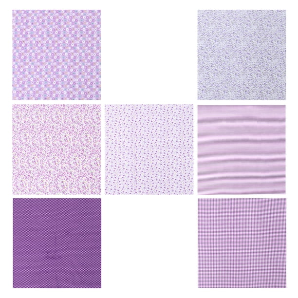 WORGEOUS 7 piezas de tela de algodón de retazos hechos a mano de bricolaje serie púrpura materiales de telas para coser acolchado de álbumes de recortes (50x50 cm)