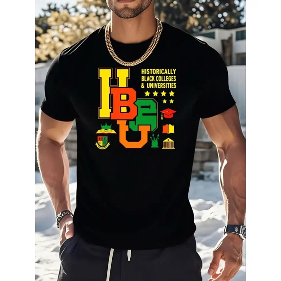 Men'S Black Crew Neck T-Shirt with "I Have a Dream" Quote & HBCU Design - 100 Cotton T-Shirts, Loose Fit, Short Sleeve, All-Season Casual Supporter Shirt for Alumni, Funny