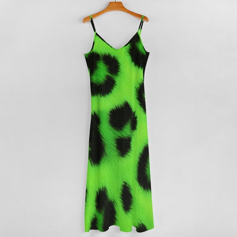 green emerald velvet dress Neon Green Leopard T Shirt Dress