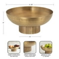 thumbnail image 3 of Kate and Laurel Rooks Ribbed Decorative Metal Bowl, 12 Inch Diameter, Brass, Modern Raised Fruit Bowl for Kitchen Counter or Use as a Key Bowl for an Entryway Table, 3 of 9