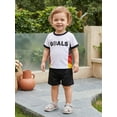 thumbnail image 6 of BemeyourBBs Toddler Baby Boy Game Day Football Outfit Infant Baby Boys Summer Clothes 6 12 18 24 Months 2 3 4 Years Short Sleeve Soccer Letters Print T Shirt Tops with Shorts 2Pcs Set, 6 of 9
