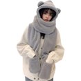 thumbnail image 2 of Conjunto de invierno para mujer, gorro cálido, bufanda, conjunto de guantes con forro polar, conjunto de gorro de felpa grueso para mujeres y niñas, 2 of 3