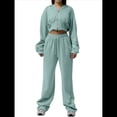 thumbnail image 1 of Conjunto Deportivo para Mujer: Sudadera con Capucha y Cremallera de Larga con Pantalones de Color Liso con Cordones - Conjunto de Dos Piezas Verde M, 1 of 7