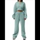 thumbnail image 1 of Conjunto Deportivo para Mujer: Sudadera con Capucha y Cremallera de Larga con Pantalones de Color Liso con Cordones - Conjunto de Dos Piezas Verde S, 1 of 7