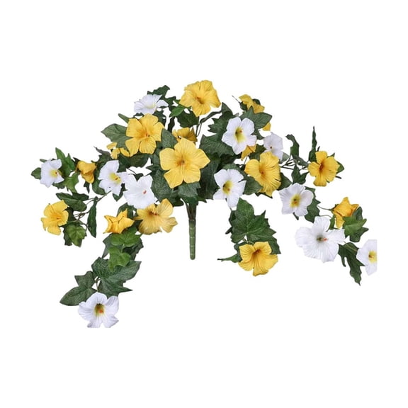 JHyouerji Artificial Hanging Fake Flowers for Outdoor Decoration, Yellow Faux Silk Flower UV Resistant flower for Home Porch Patio Garden Balcony Yard Look Real