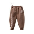 thumbnail image 3 of Ahuyic Long Pants for Kids,Boys Fleece Lined Pants Warm Winter Trousers for Toddler Kids,18 Months Brown, 3 of 4