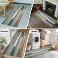 thumbnail image 5 of Turquoise Brown Runner Rug 2x6 FT,Non Slip Hallway Rugs,Vintage Country Ombre Wooden Grain Washable Soft Floor Carpet Throw Runner Carpet Long Rugs for Entryway Kitchen Bedside Sliding Door, 5 of 8