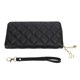 thumbnail image 1 of Cartera larga con cremallera para mujer Cartera de piel sintética con estampado de diamantes para mujer Negro, 1 of 10