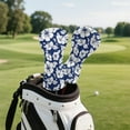 thumbnail image 3 of Yuyamidu Blue Hibiscus Golf Club Head Cover with Soft Lining Blue Flowers Golf Club Cover Waterproof PU Leather Hybrid Fairway Driver Headcover Golf Gift for Golfers, 3 of 7