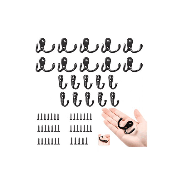 20 Piezas Ganchos Perchero Acero Inox Colgador Pared negro