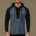 thumbnail image 2 of Pantalones Cortos de Cordón para Hombre Verano Primavera Color Bloqueado Moda Deportes Casuales Sudadera para Hombre Sudadera con Capucha Cuello Abierto Ajuste Suelto, 2 of 7
