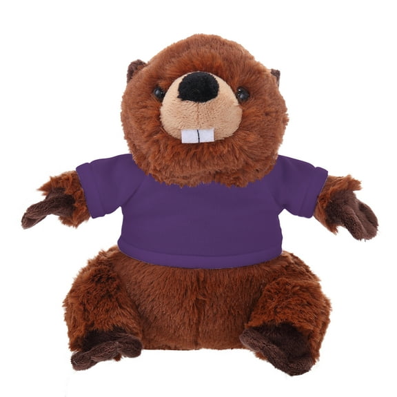 Plushland 8 Inch Floppy Beaver with Tee Plush Stuffed Animal Personalized Gift - Custom Text on Shirt - Great Present for Mothers Day, Valentine Day, Graduation Day, Birthday