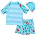 thumbnail image 2 of kids Toddler Boys' 3-Piece Swimsuit Trunk, Rashguard and Swimming Cap, Dinosaur Printed Swimwear Set, 2 of 7