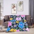 thumbnail image 2 of XMXY Fleece Throw Blanket for Couch, Hand Painted Colored Flowers Lightweight Plush Fuzzy Cozy Soft Bed Blankets and Throws for Sofa, 80"x60" inches, 2 of 8
