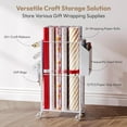 thumbnail image 2 of Craft Organizers and Storage Christmas , Ribbon Holder Rack , Rolling Wrapping Paper Cart Station Organizer Gift Wrap Storage , Gift Wrapping Station with 12PCS Slap Bands, 2 of 7
