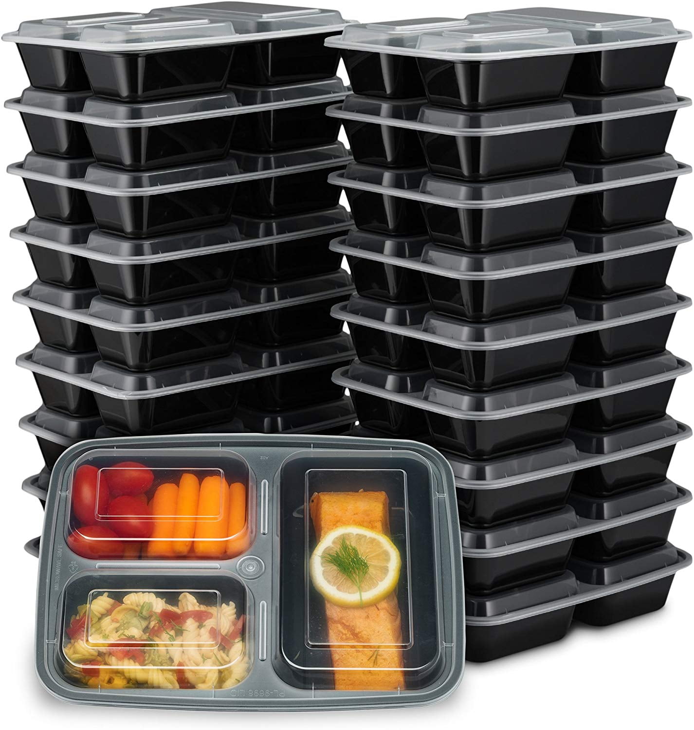 10 Pack 3 Compartment Food Storage Containers Welcos With Lids Meal Prep Portion 
